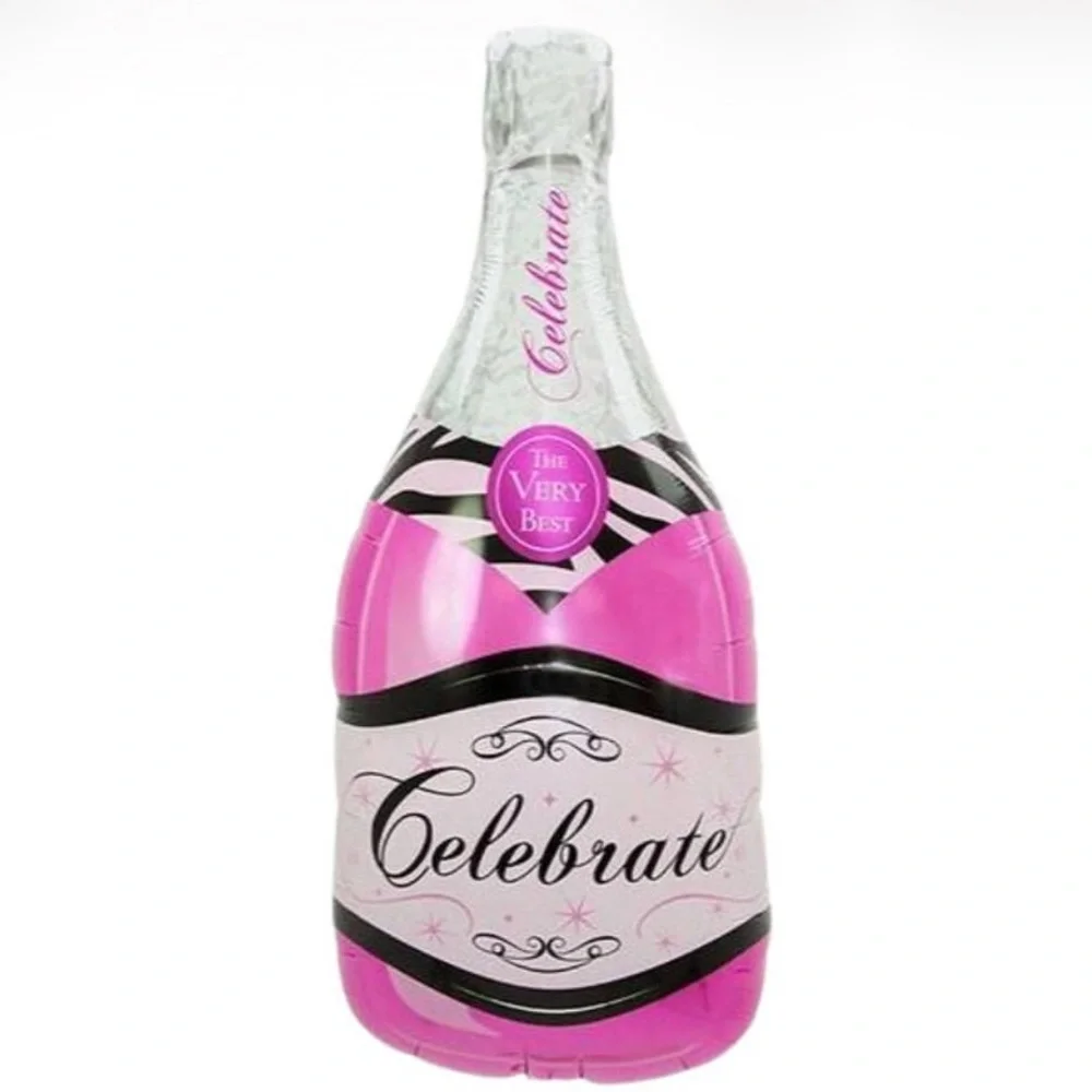 EXTRA LARGE Mylar Pink ‘Celebrate’ Champagne Bottle Balloon